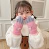 Children's Gloves Cartoon Cute Stars Autumn and Winter Velvet Thickened Warm Windproof Five-finger Boys and Girls Color Matching Gloves