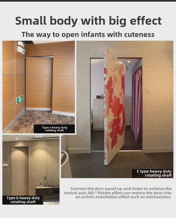 Heavy-Duty Stainless Steel Invisible Rotating Door Hinge with Hidden Up-Down Heaven and Earth Shafts