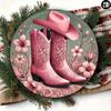 Metal Tin Sign Western Cowboy Round Wall Art Decor Plaque