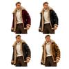 Men Coat Lapel Long Sleeve Solid Color Velvet Lining Jacket with Multi Pockets Design Zipper Closure Casual Outerwear