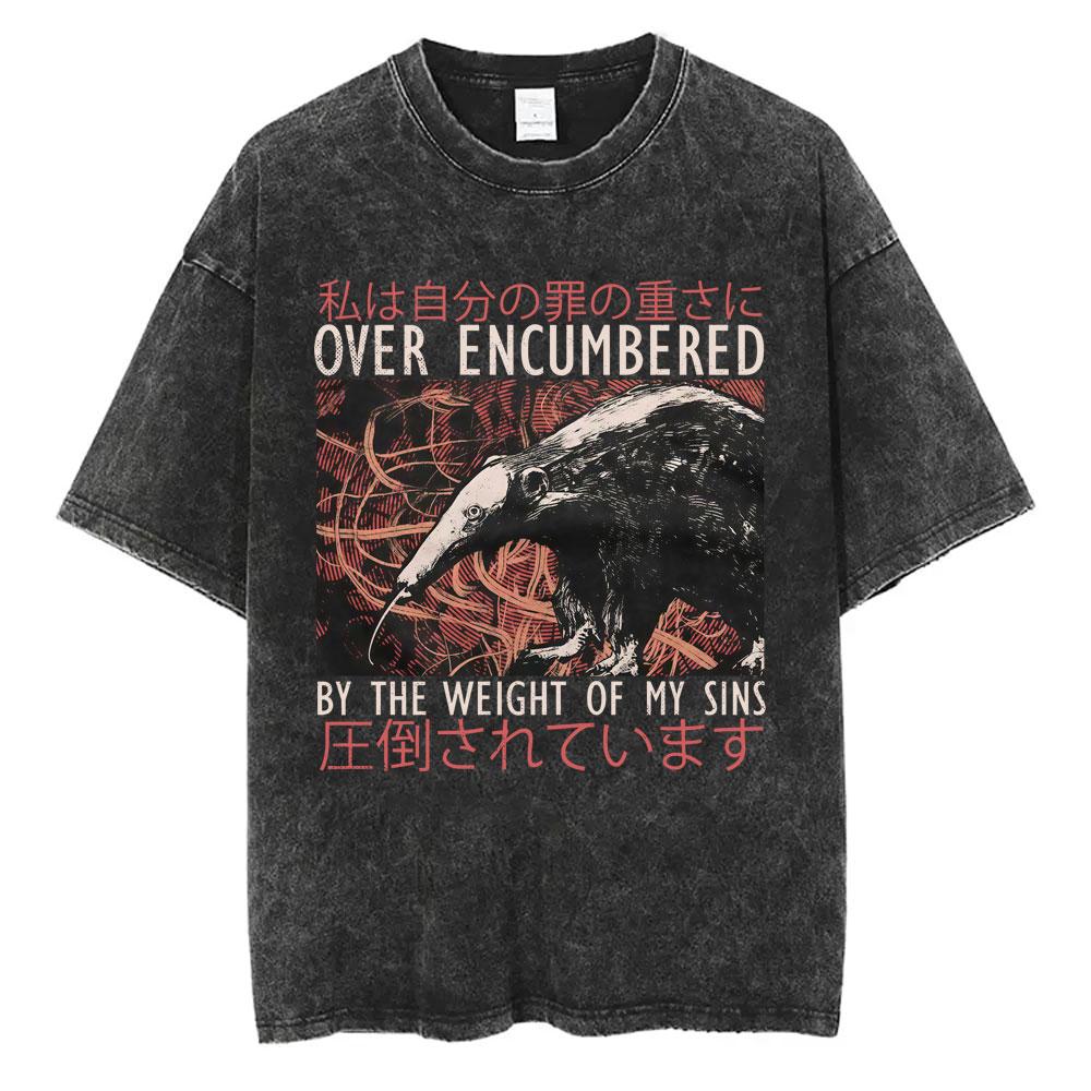 Ich will einen perfekten Körper Ich will eine perfekte Seele T-Shirt Lustige Capybara im japanischen Stil Vintage-gewaschenes T-Shirt Herren Oversized T-Shirts Oberteile