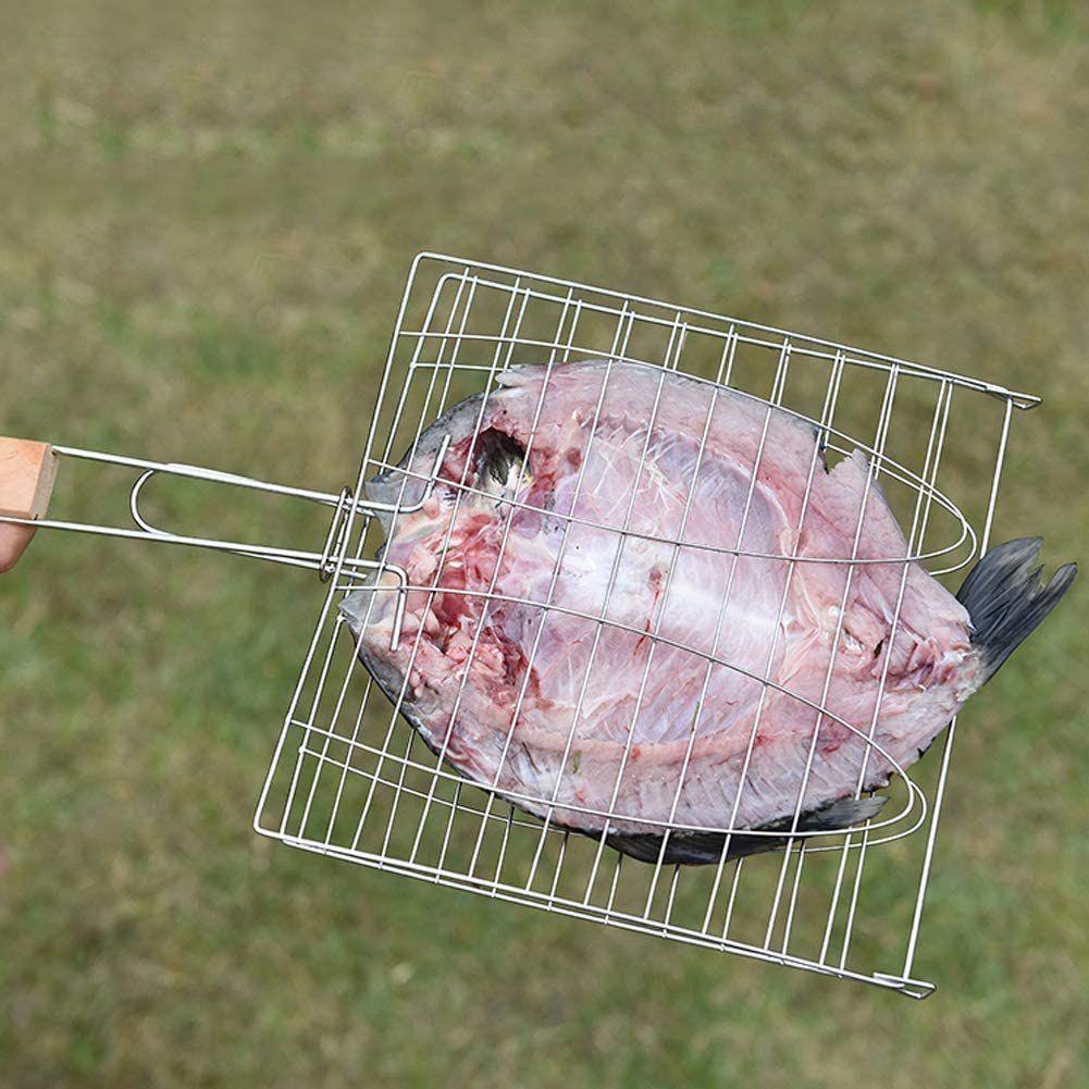 Fish Grill Basket Fish Grill Net with Wide Handle Useful BBQ Tool