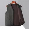 Męska zimowa kamizelka z dekoltem w serek, bez rękawów, jednorzędowa, jednokolorowa, z zagęszczoną podszewką z aksamitu, dół