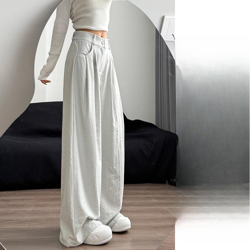 Pantaloni albi cu picior larg pentru femei, vară nou, cu talie înaltă, largi, cu picior drept, pantaloni de costum