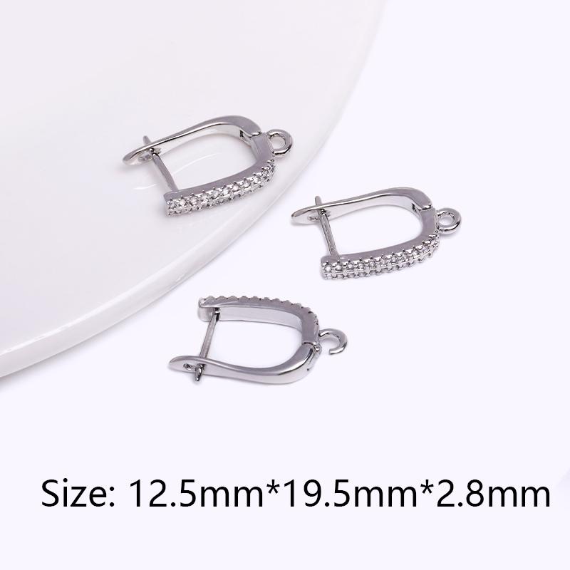 Earring Making Supplies 18K Gold Plated Inlaid Zircon Earring Hooks With Open Jump Ring,DIY Jewelry Accessories Wholesale