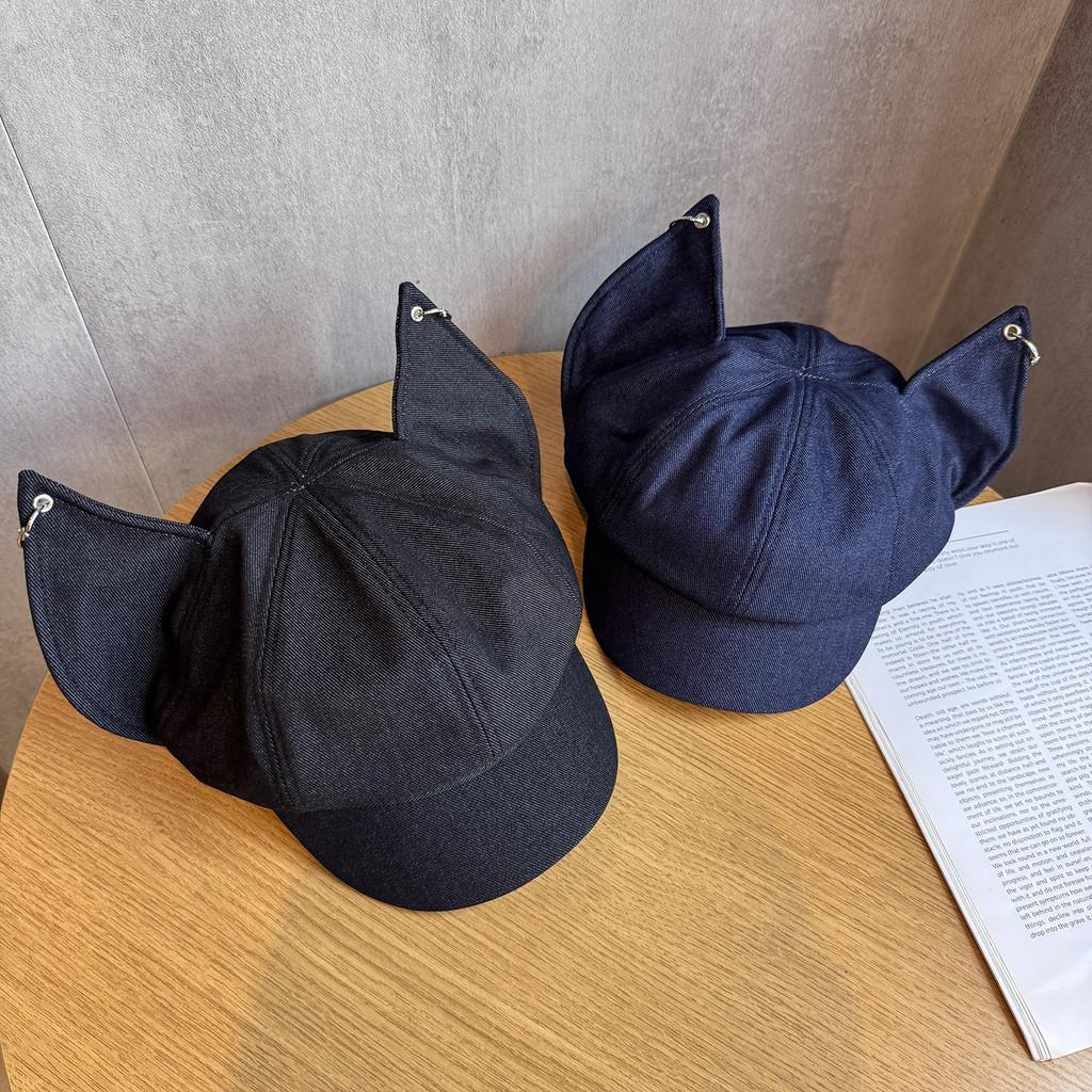 Solid Color Retro Style Fox Ear Beret Features Autumn Season Fashion Hat Travel