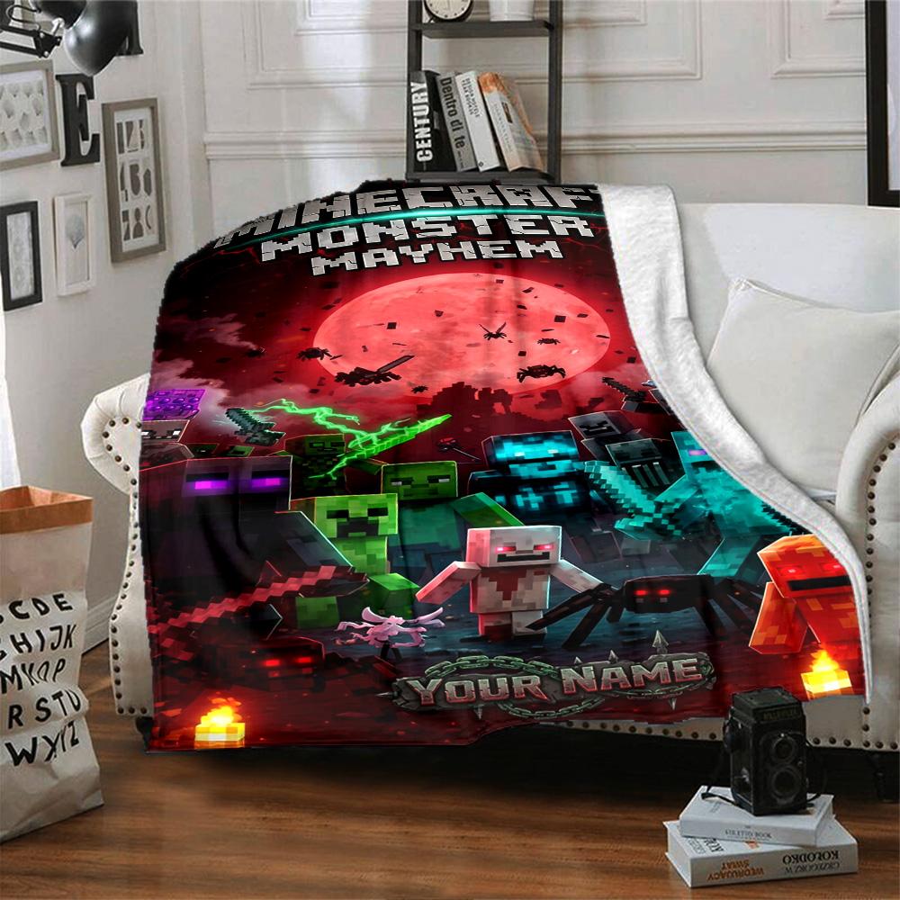 Minecraft Customize Text Blanket Cozy Customizable Blanket Ultra-Soft Perfect for Office Chair Sofa Chair Seaside Four Seasons Universal