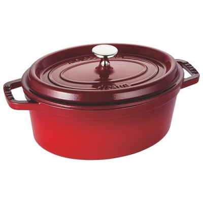 Staub Cocotte Oval Cherry, beidseitig handgegossener Emaille-Topf, IH-kompatible japanische La Cocotte Oval „Pico 23 cm“ [Autorisiertes Produkt] 40509-830