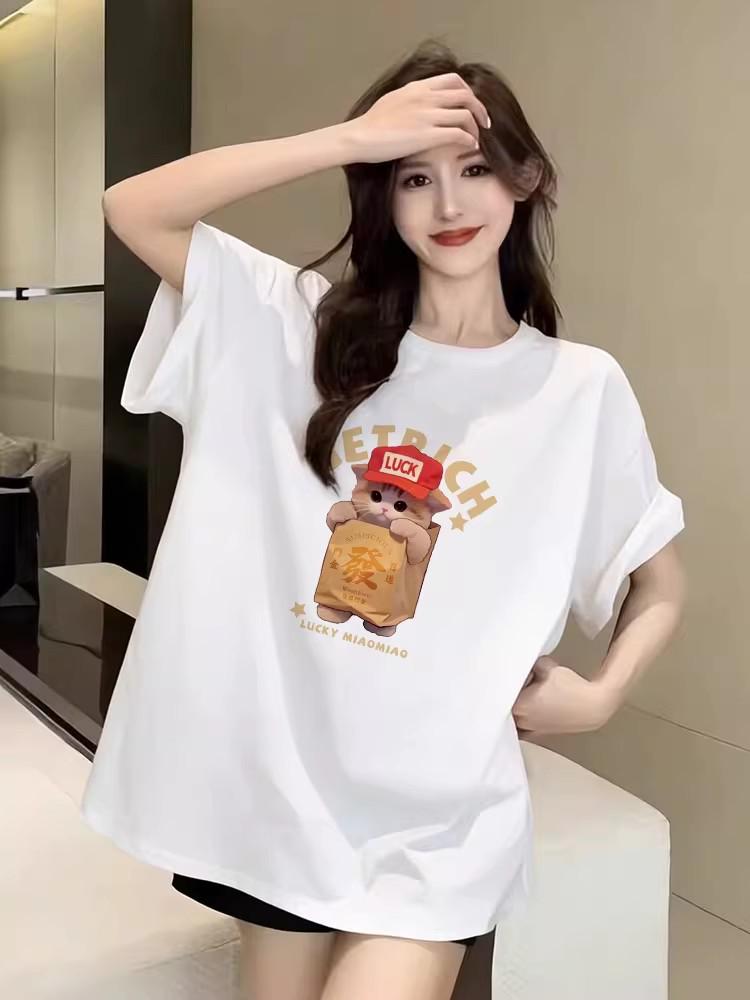 

Women s Gray Short-Sleeve T-shirt with Unique High-Street Design, 2026 Summer Collection. Large білий