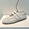 Fashion 2025 Summer New Mesh Breathable Women's Single Shoes Woven Cutout Mary Jane