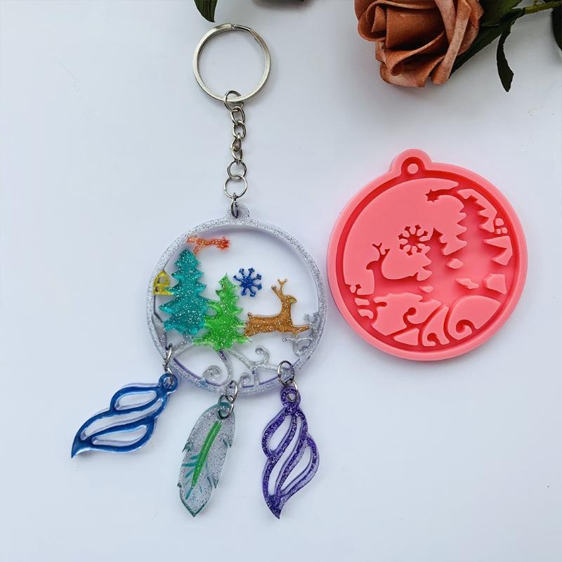 DIY Christmas Keychain Silicone Epoxy Mold DIY Keychain Pendant Jewelry Crafting Mould for Christmas Love Gift Craft