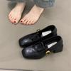 Mary Jane Shoes Women's Spring New Brown Retro Small Leather Shoes Temperament Thick Heel One-word Buckle Single Shoes