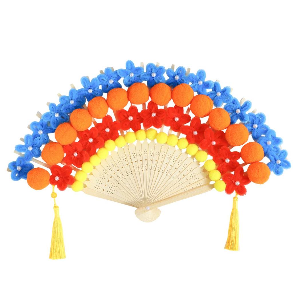 DIY Peking Opera Fan Kit: Chinese Handmade Pipe Cleaner & Creative Folding Fan for Kids