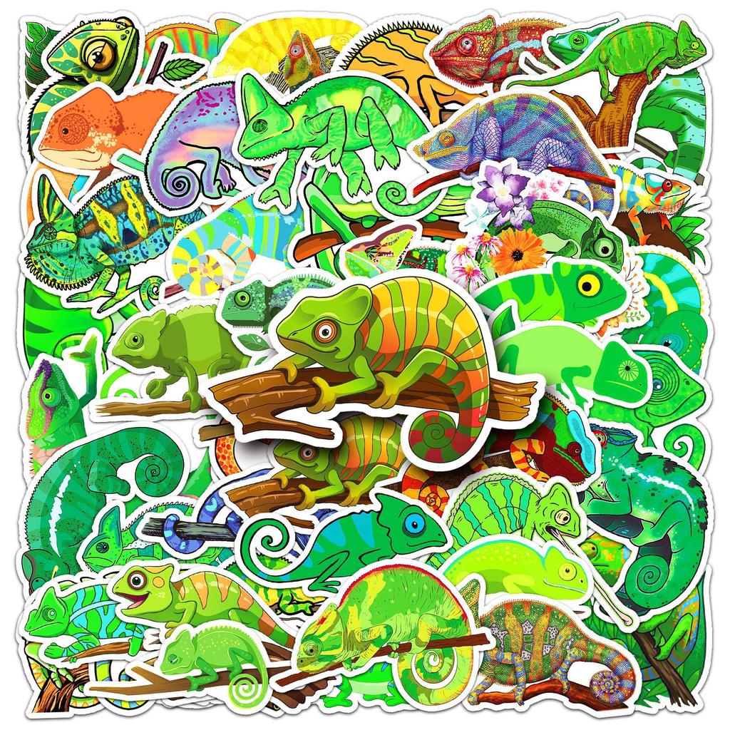 50 Chameleon Doodle Personality Cartoon Animal Children's Decoration Mobile Phone Case Water Cup Suitcase Sticker Waterproof