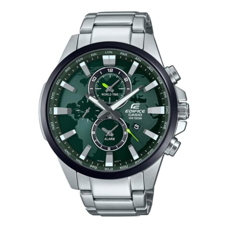 Casio EDIFICE Waterproof 100 Meters Quartz Steel Strap Men's Watch Green Dial EFR-303DB-3A