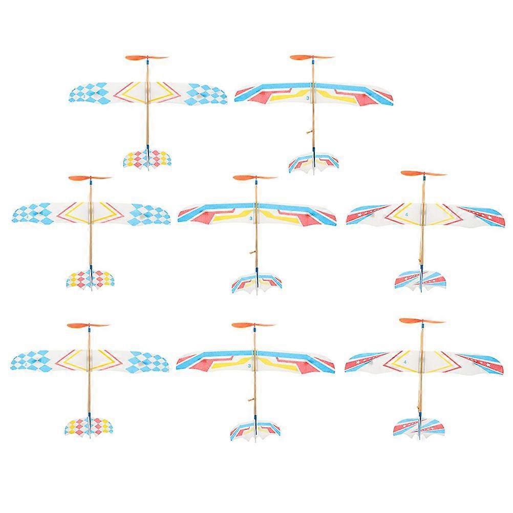 8 Stück Einfaches Flugzeugmodell Outdoor Segelflugzeug Spielzeug Gummibandbetriebenes Kleines Segelflugzeugmodell