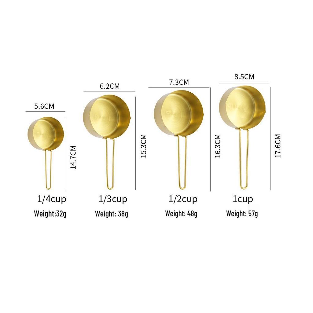 Stainless Steel Measuring Cup & Spoon Set for Coffee, Seasoning, Baking - 4 or 8 Piece Set.