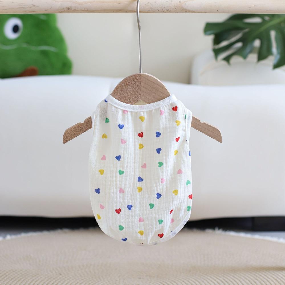 Cute Heart Pattern Dog Vest Soft Cotton Breathable Pet T-shirt Thin Cozy Pet Short Shirt Spring Summer Season