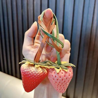 3D Strawberry Resin Bag Charm: Cute Pendant Keychain Gift