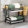 2-Tier Kitchen Dish Rack Rustproof Dish Drainer New Kitchen Countertop Organizer  Kitchen Use