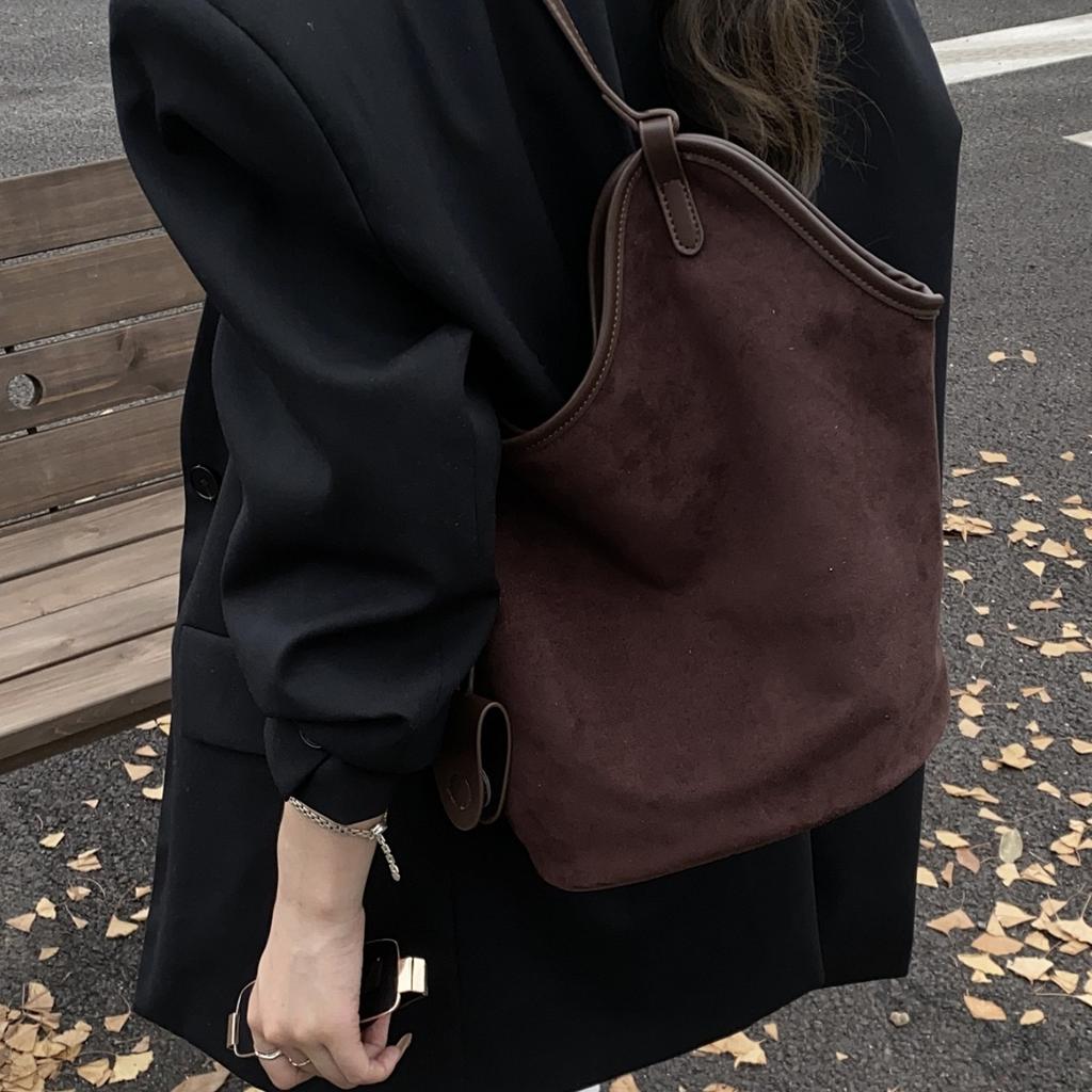 Vintage Lazy 2025 New Suede Scrub Commuter Simple Large Capacity Women's Tote Bag Shoulder Bag
