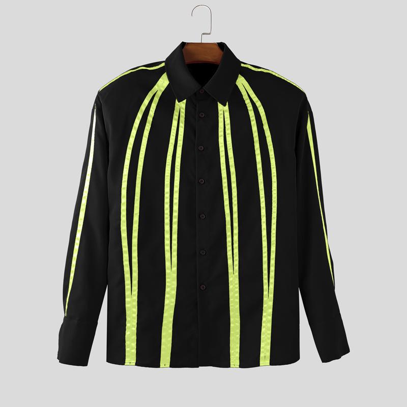 INCERUN Oversized Men Lapel Neck Long Sleee Plaid Print Buttons Down Shirts