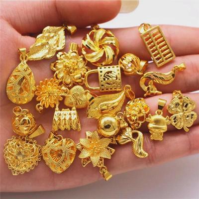Gold-Plated Brass Water Drop & Heart Flower Pendant Necklace for Women