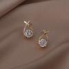 New Korean Small Perfume Wind Net Red Earrings Temperament Female Cross Zirconia 925  Needle Earrings Stud Earrings