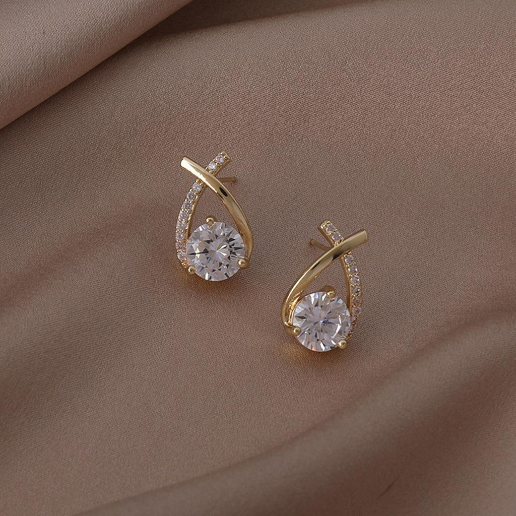 New Korean Small Perfume Wind Net Red Earrings Temperament Female Cross Zirconia 925  Needle Earrings Stud Earrings
