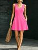 European and American women's clothing sleeveless V-neck A-shaped pendulum slim-fit vest skirt with pockets and thin holiday dress