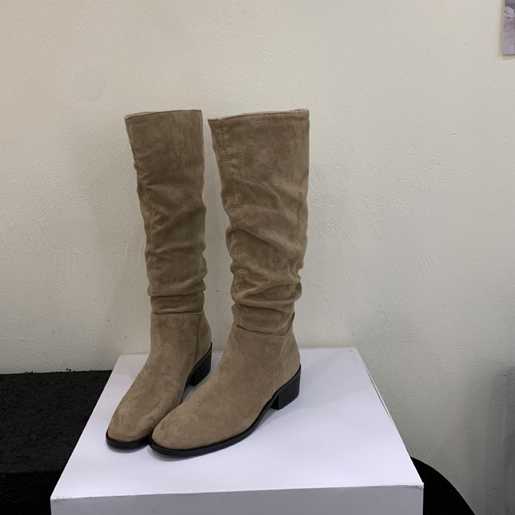 Coarse heel French retro western cowboy boots women's boots autumn and winter 2025 new tall stacked knight boots