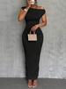 Summer Off-Shoulder Wave Hem Dress for Women, Fashion Cute Slim Fit Date Night Outfit