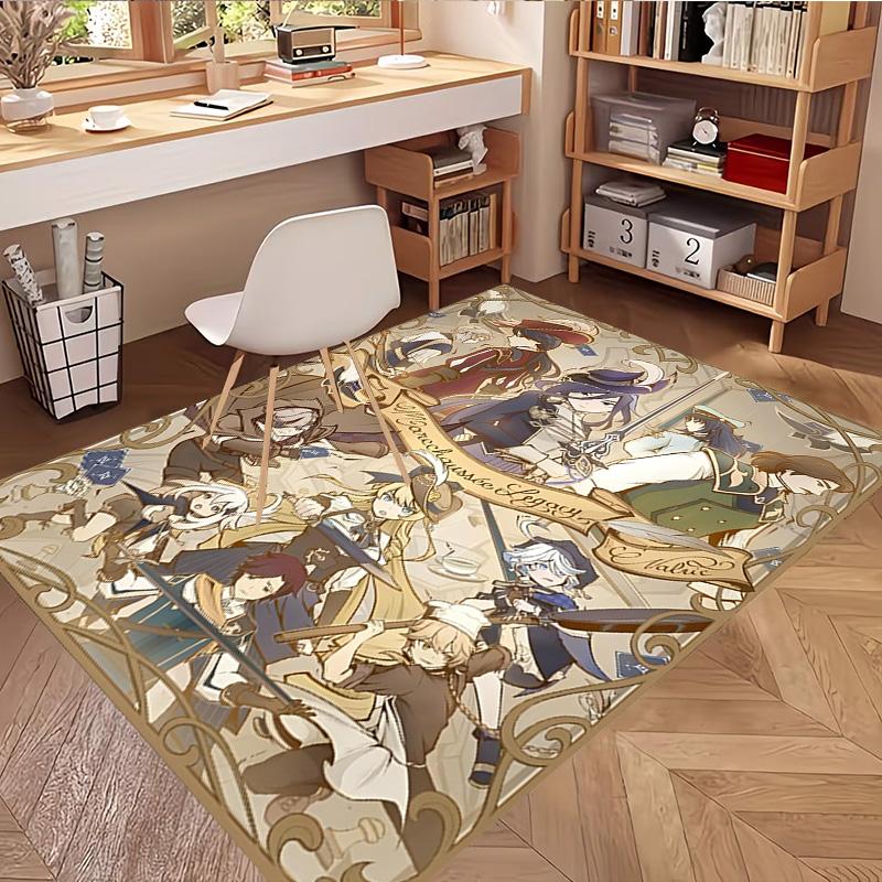 Genshin Impact Print Rug, Washable Floor Carpet, For Entryway Dorm Laundry Room Office Study, Home Decor Birthday Christmas Gift