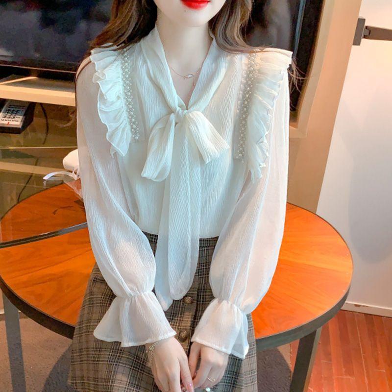 Early Autumn Style Butterfly Bow Premium Chiffon Shirt for Women Unique and Beautiful Shirt
