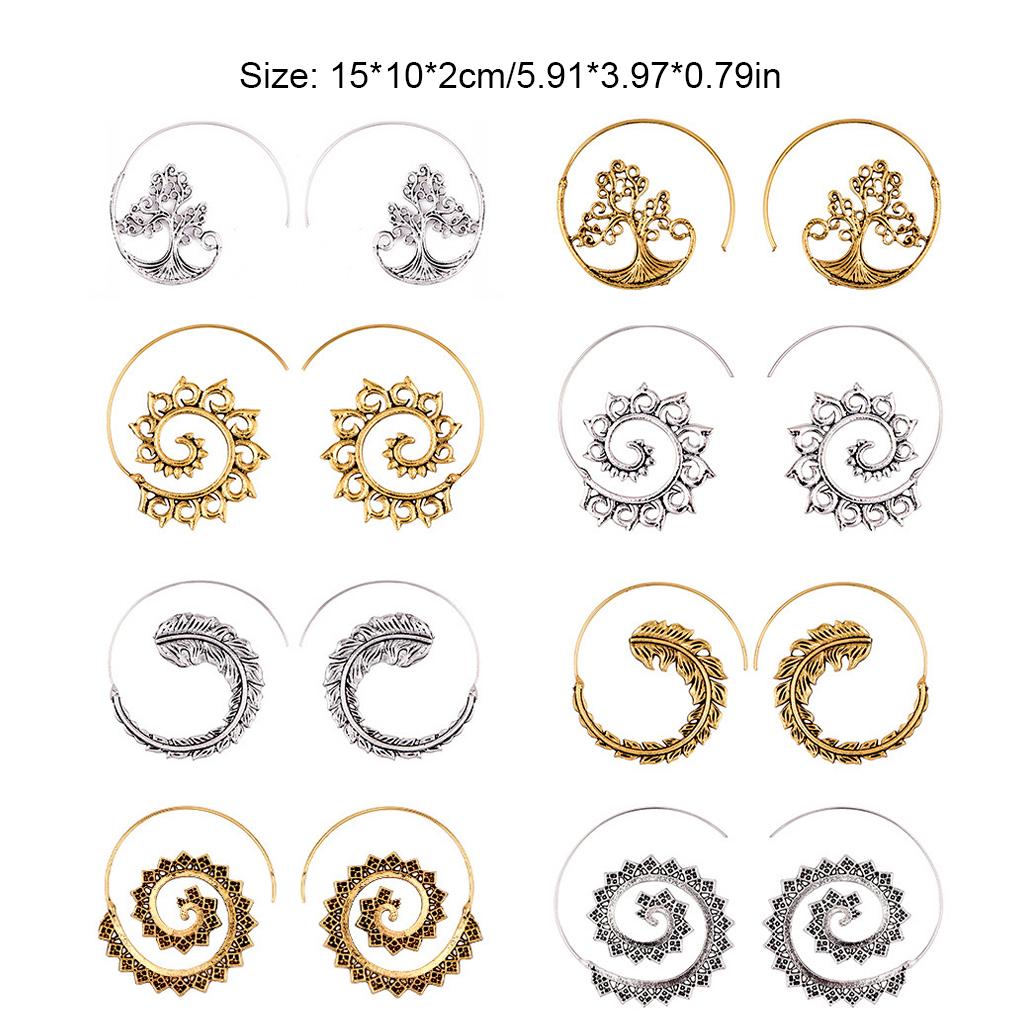 Runde Spiral-Ohrringe Vintage Damen Dekorationen Alltagskleidung Ohrhänger Anhänger Persönlichkeit Beliebte Accessoires Hängeohrring