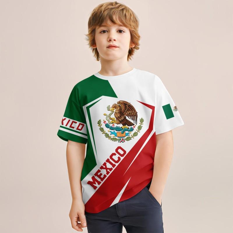 

Летняя футболка Eagle 2024 года в мексиканском стиле для детей 4-14 лет, для мальчиков и девочек, легкая, с коротким рукавом и 3D-принтом 160CM