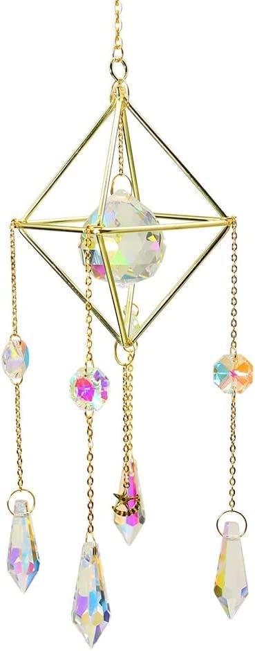 Crystal Large Wind Chime Moon & Suncatcher Handmade Garden Hanging Pendant for Window Curtains and Home Decor (Color: Ball)