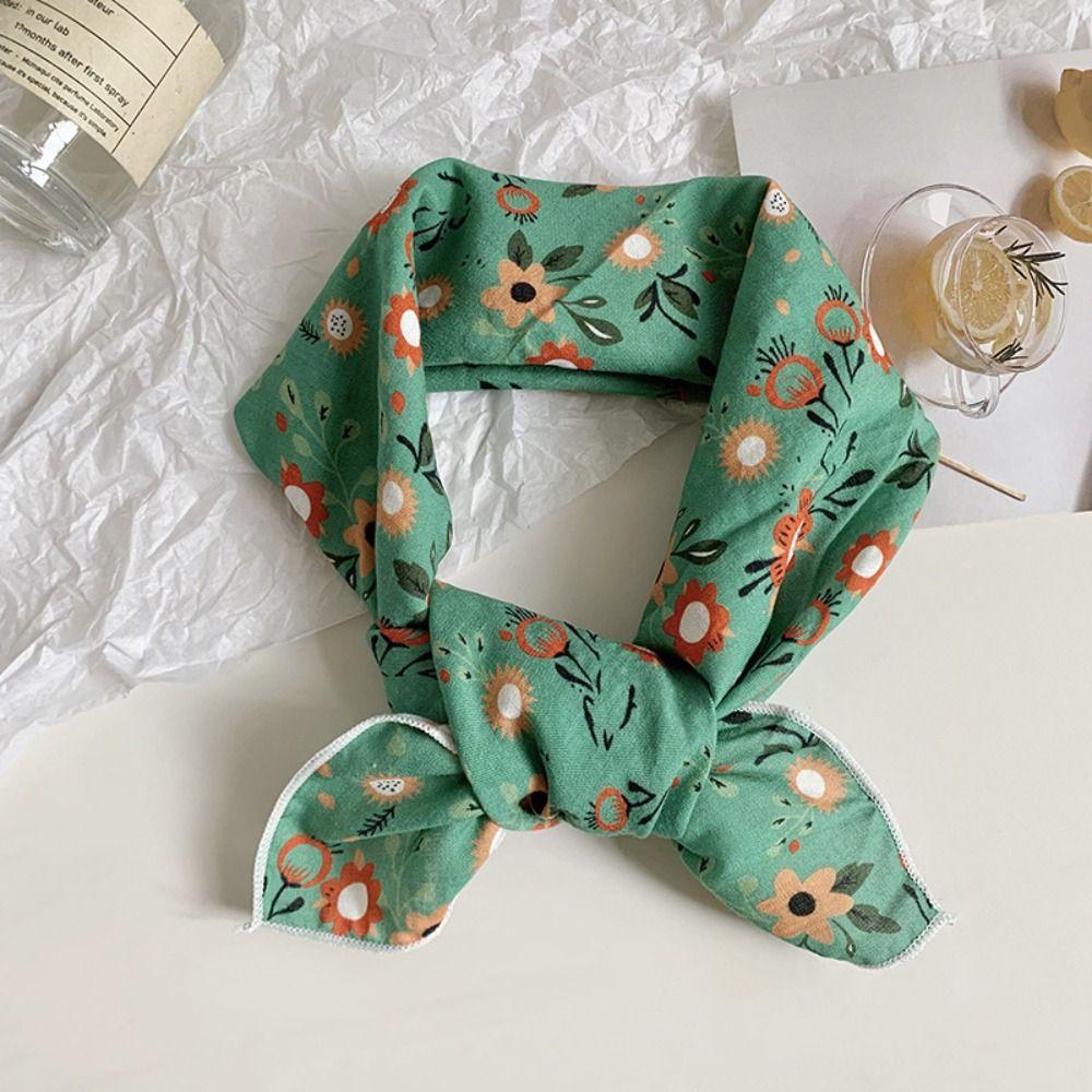 Sunscreen Flower Print Scarves Neckerchief Printed Silk Scarf Fashion Small Square Scarf  Ladies