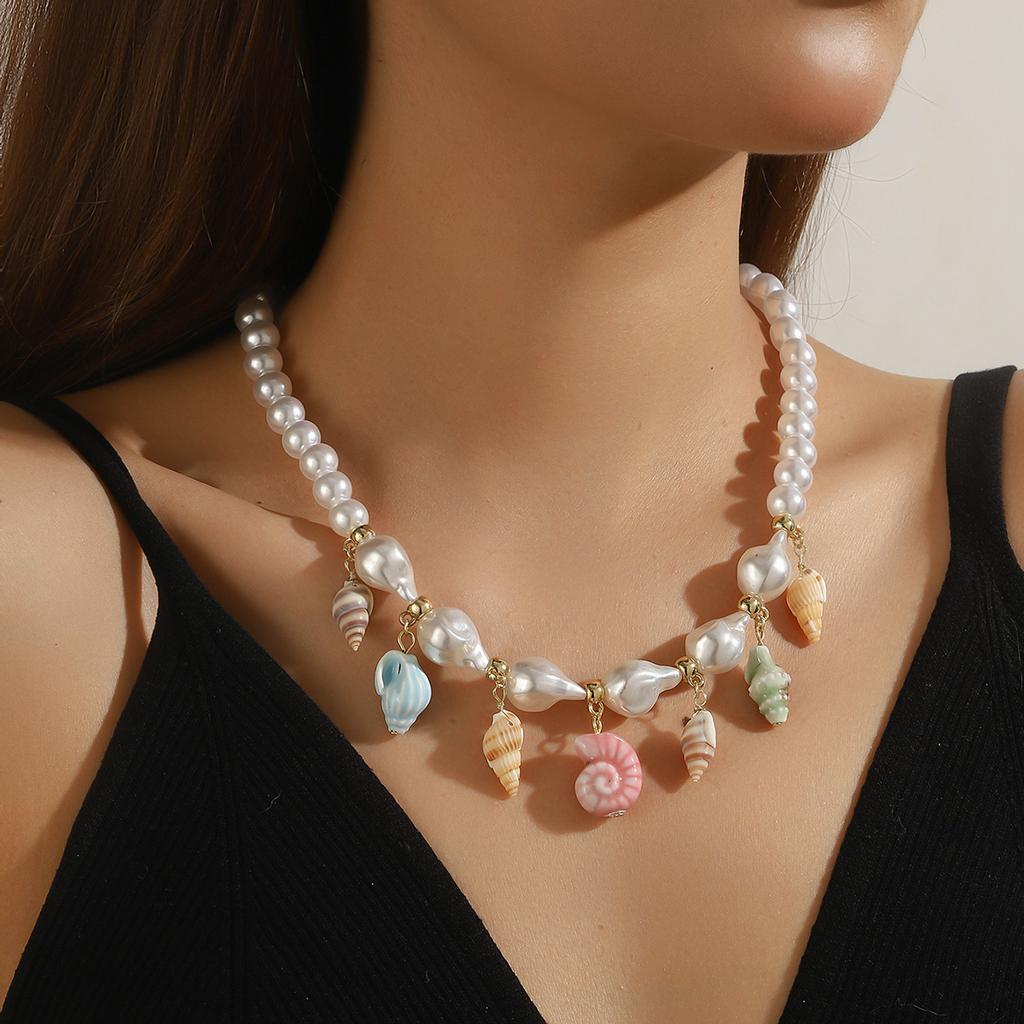 Charm Bohemian Women Shell Starfish Woven Necklace Pendant Small Fish Daily Wear Commuter Creative 1PC Fashion Necklaces Colored Rope