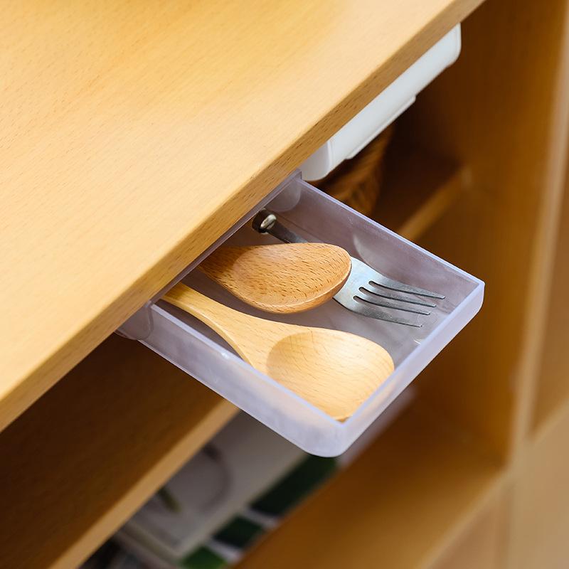 Multifunctional Adhesive Hidden Desk Drawer: Plastic Pencil & Stationery Box
