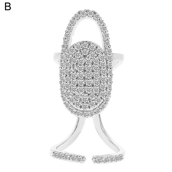 Inel de unghii Hollow strălucitor stras încrustat strălucitor reglabil deschidere geometrică manichiură inel comun femei