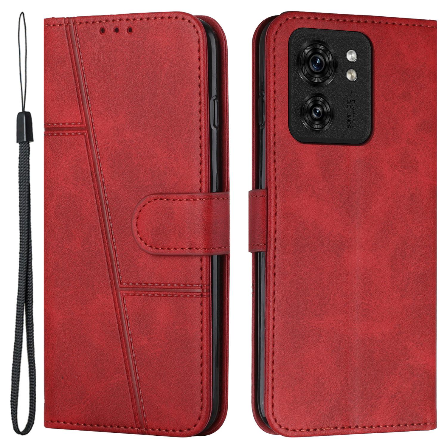 

For Motorola Edge 40 5G Case Slim-Fit PU Leather Stand Phone Cover Wallet Red
