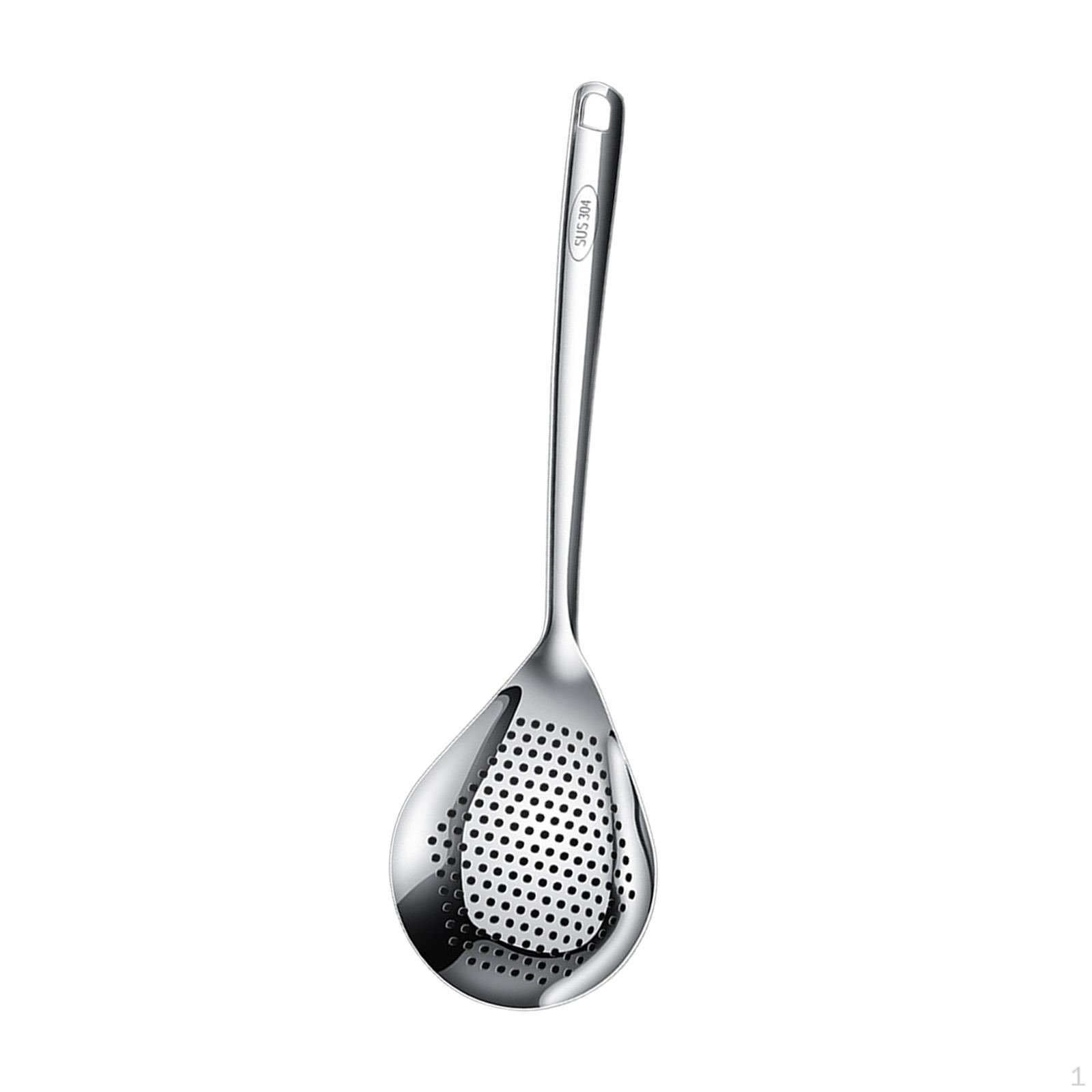 304 Stainless Steel Skimmer Slotted Spoon Anti Scald Handle Kitchen Strainer Ladle Large