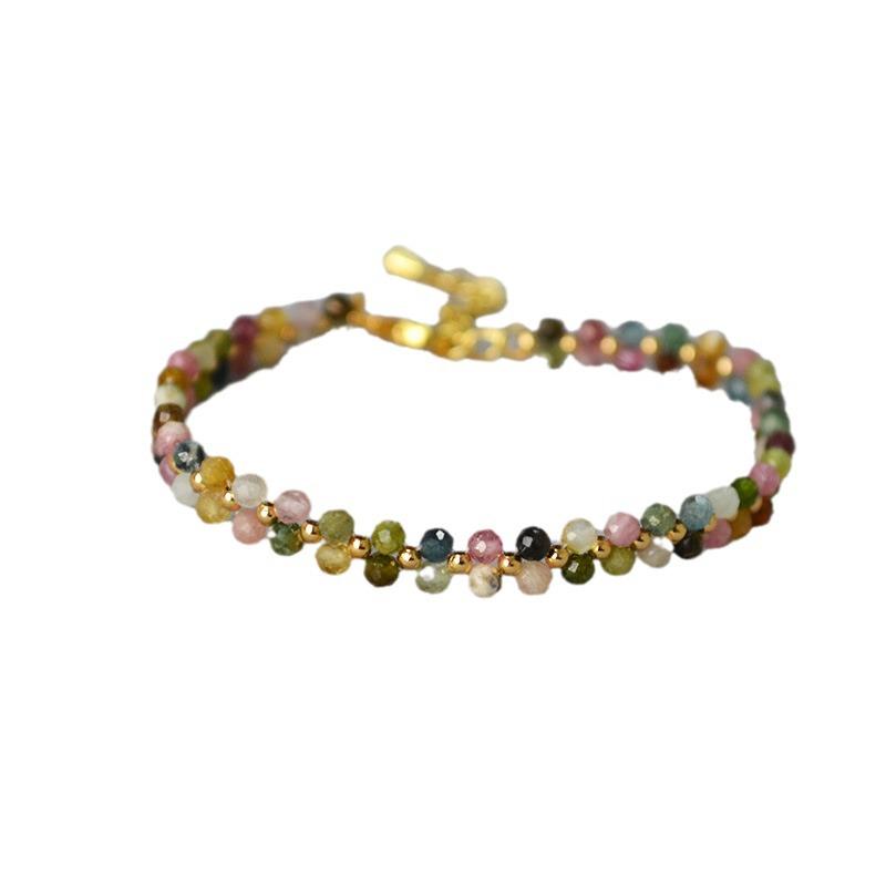Elegant Retro French Tourmaline Flower Beaded Bracelet