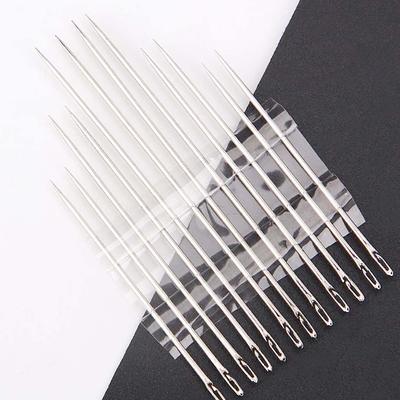 12 peças para agulhas de costura criativas à mão, agulhas de abertura lateral de aço inoxidável para pontas afiadas, agulhas de costura com ba