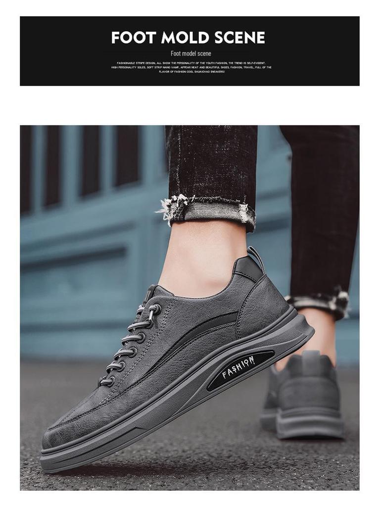 2025 Spring/Autumn Men's Black Non-slip Waterproof Casual Leather Sports Shoes