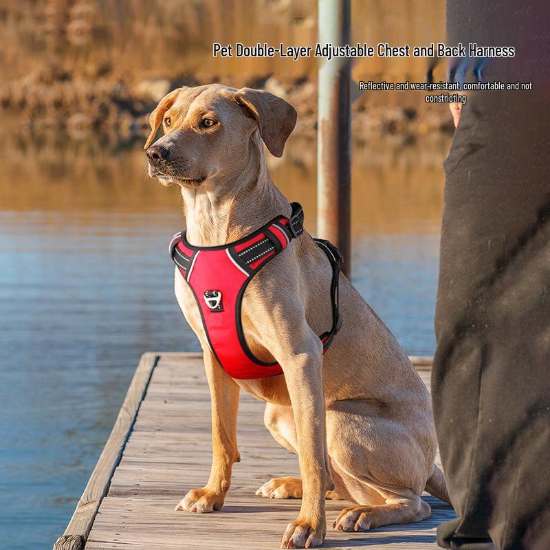 Explosion-Proof Reflective Dog Harness for Medium & Large Dogs - Breathable Oxford Cloth Vest with Leash