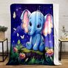 Cute Blue Elephant Under Starry Sky Print Blanket Soft and Cozy Perfect for the Living Room Bed Sofa or a Nap,gift