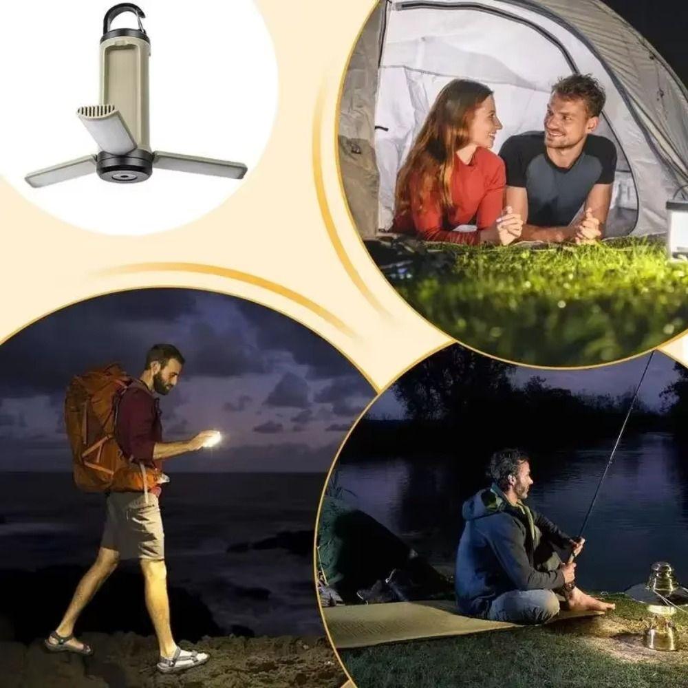 Brightness Adjustable LED Tent Light 3 Leaf Foldable Rechargeable Lantern  Outdoor Camping