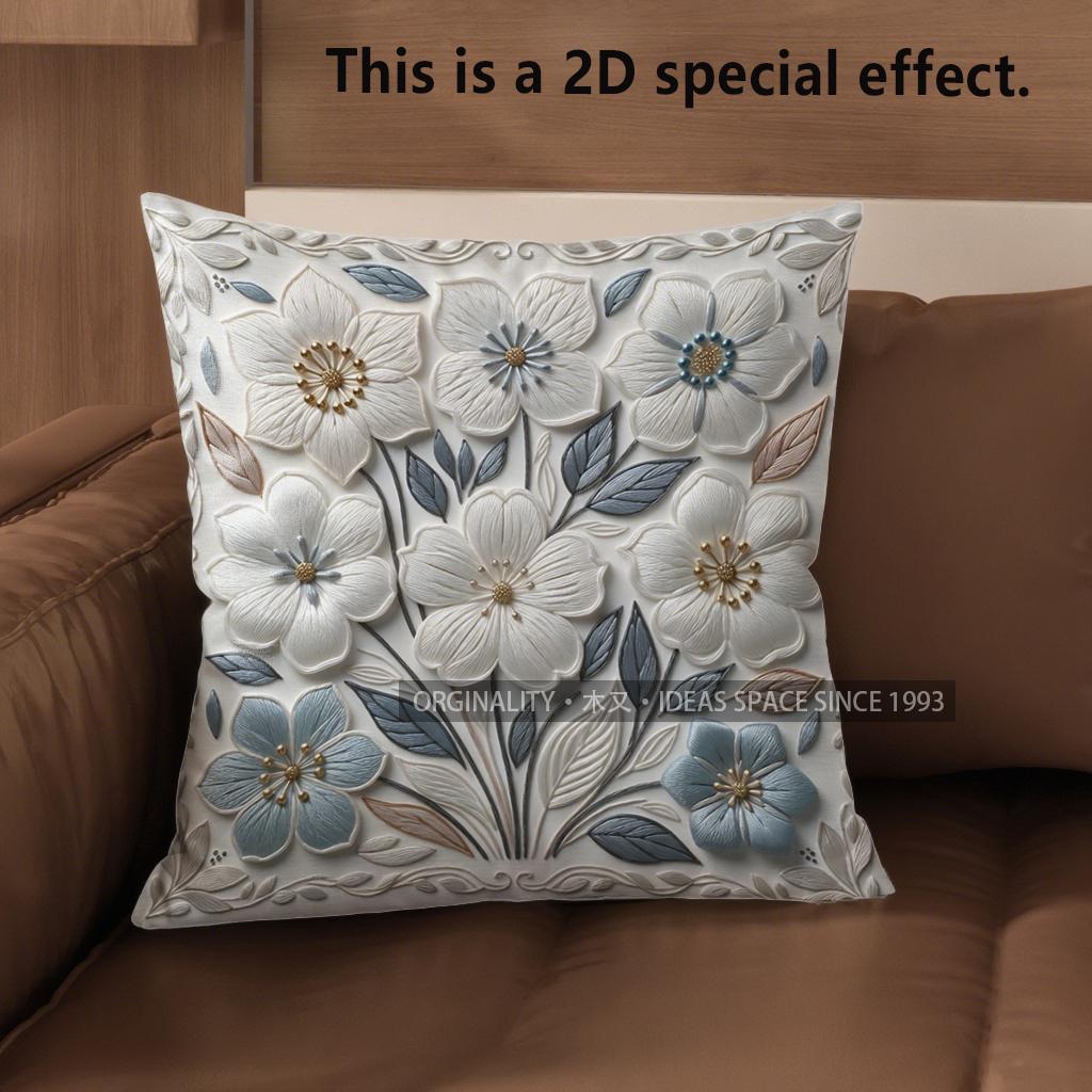 2D Floral 3D-Like Patterned Cushion Covers Pattern Cushion Cover Suitable For Sofa Bedroom Car Pillow Cover